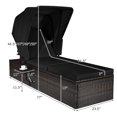 thumbnail image 2 of Gymax Rattan Patio Chaise Lounge Chair W/ Adjustable Canopy Black Cushion, 2 of 10