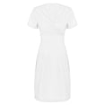 thumbnail image 5 of XDZJLR Robes pour Femmes Formelles Courtes avec Poche Manches de Travail Uni Col en V Jupe Unie, 5 of 5