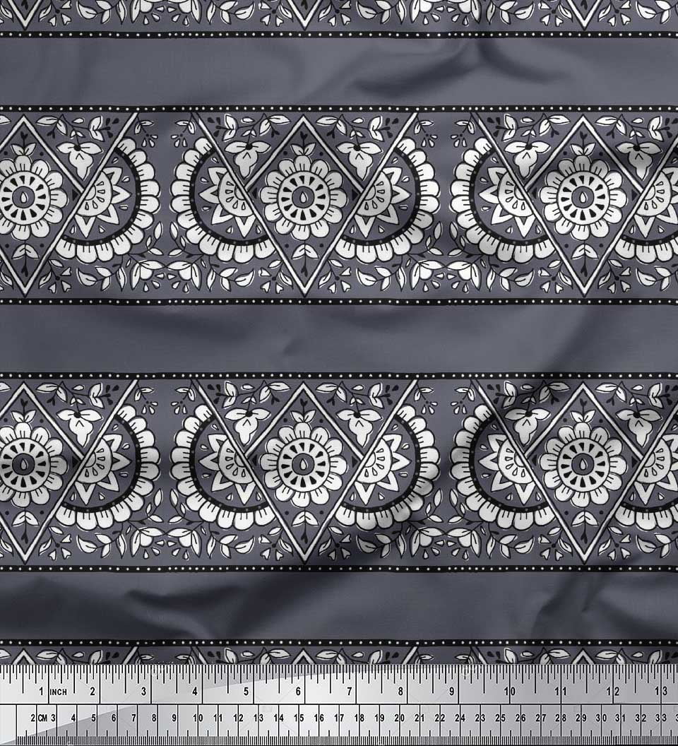 Soimoi Rayon Fabric Geometric,Leaves & Floral Block Printed Craft Fabric by The Yard 42 Inch Wide