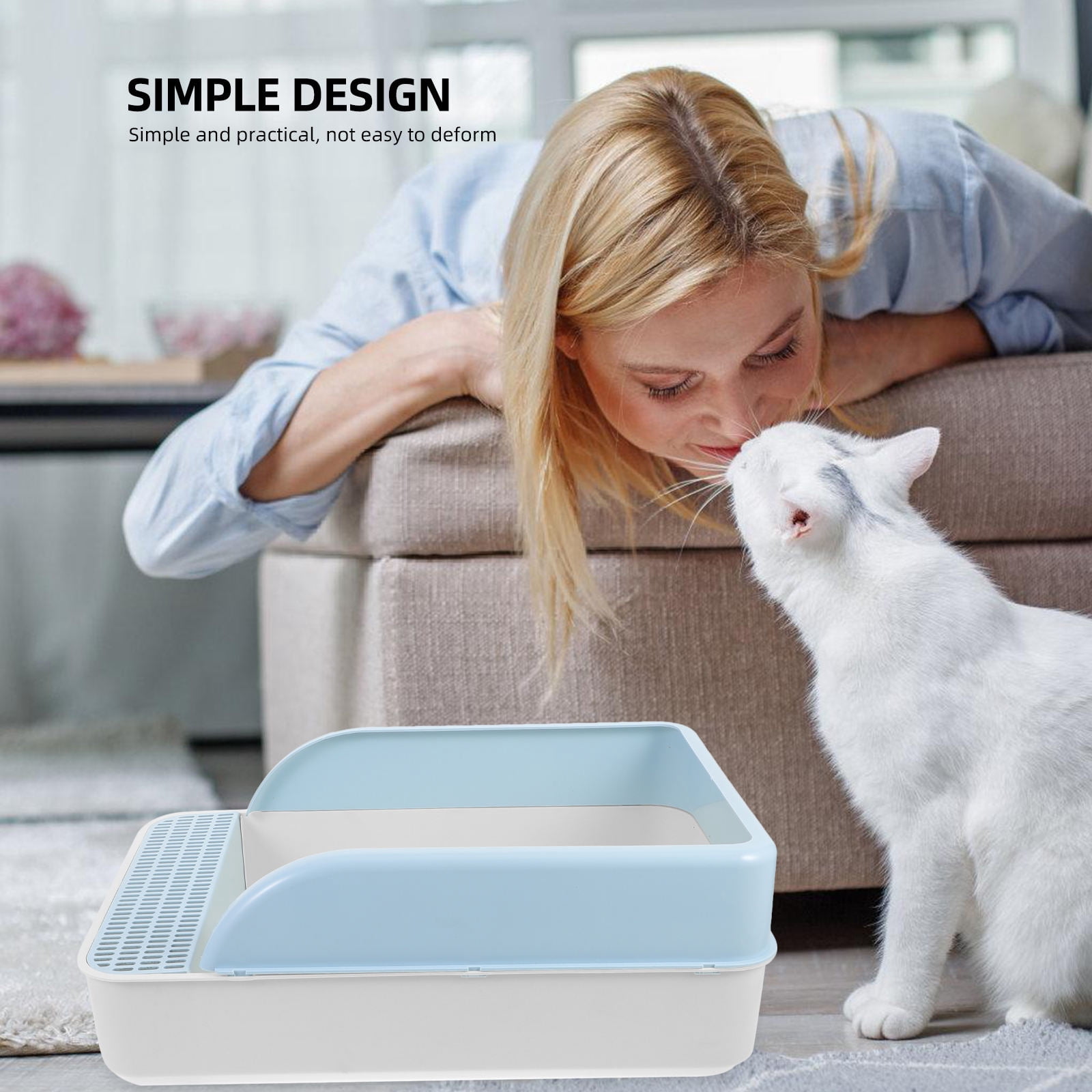 WRITWAA Kitten Litter Toilet for Pet Owners Sky-blue Plastic 1 Set