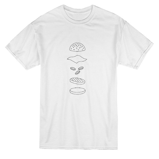 Isolated Burger Parts Graphic Men's White T-shirt