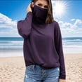 thumbnail image 2 of BiZtdJrK Womens Long Sleeve Rash Guard Hiking Tops with Mask Summer Lightweight Beach Sun Protection Shirts Vacation Outfits Purple XXL Fall Savings, 2 of 6