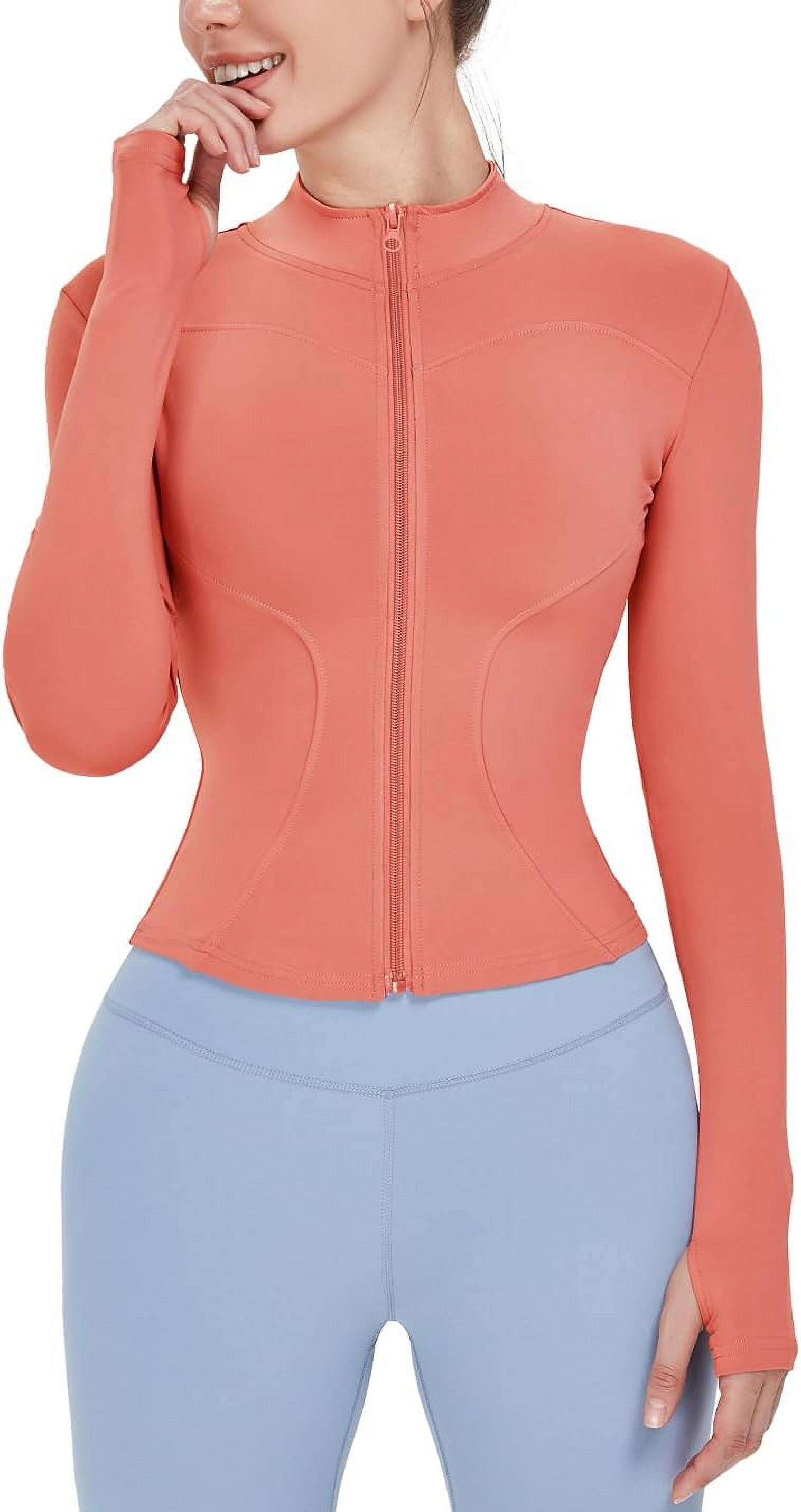 ORUYROP Veste de Course Légère Extensible pour Femmes avec Fermeture Éclair Complète et Trous pour les Pouces