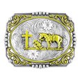 thumbnail image 2 of Moranse Boucles de Ceinture Design Croix Cowboy et Cheval (Carré Doré), 2 of 4