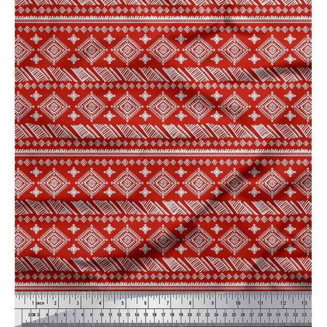 Soimoi Cotton Duck Fabric Aztec African Print Sewing Fabric Yard 56 Inch Wide