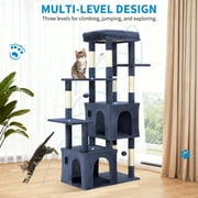 AKDSteel 61" Multi-Level Cat Tree Tower For Large Indoor Cats And Maine Coons, Sturdy Modern Cat Furniture With Jumbo Perch, 2 Spacious Condos, Durable Sisal Scratching Posts, And Hanging Play Balls