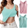 thumbnail image 2 of Womens Cotton Camisole Adjustable Camisole With Frame Bra Stretch Undershirt, 2 of 6