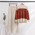 thumbnail image 2 of Yuyuzo Womens Ribble Knit 2 Piece Sets Long Sleeve Turtleneck Pullover Sweaters with Straight Leg Pants Suits, 2 of 7
