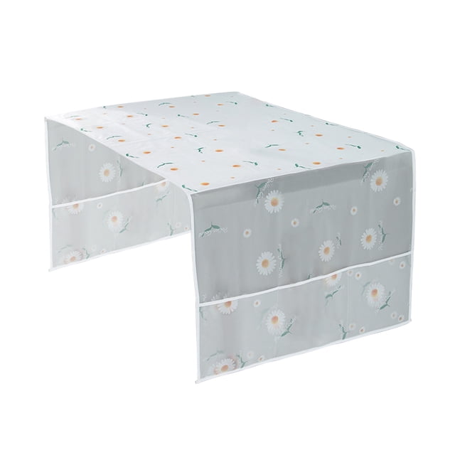 Housse de Machine à Laver Anti-Poussière et Anti-Huile avec Sac de Rangement Latéral Coton Lin Protection pour Appareil de Réfrigérateur de Cuisine