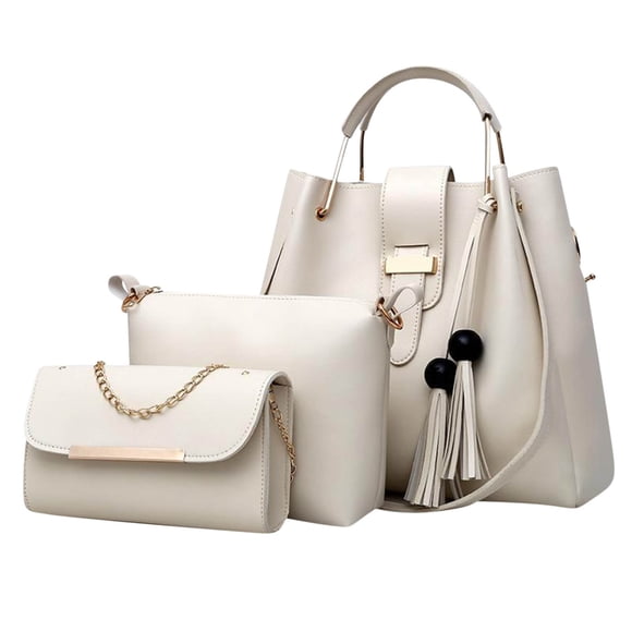 Pompotops Womens Purse And Handbag 3 Pcs Bag Set Tassel Tote Clutch Satchel Top Handle Shoulder Bag Clearance