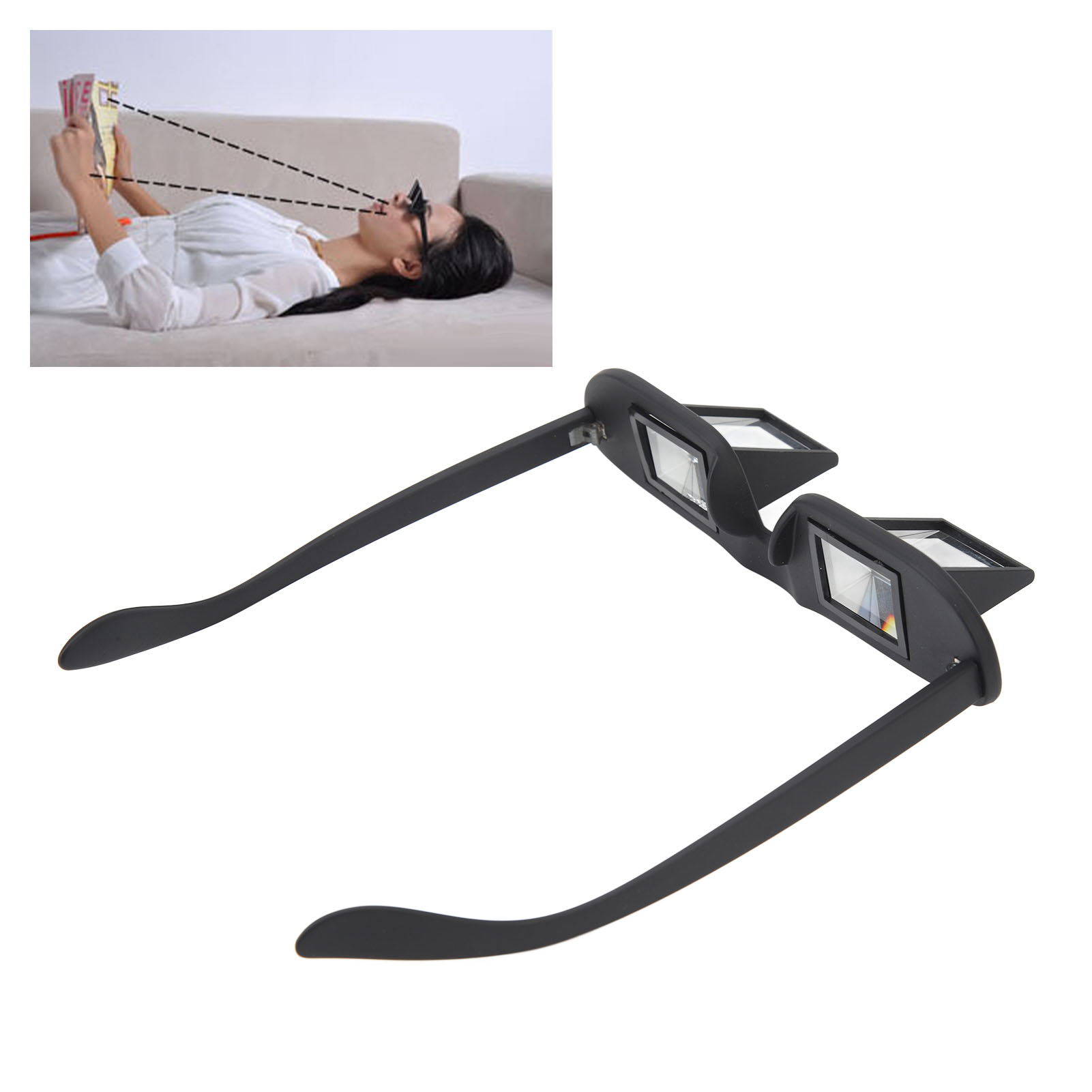 Lazy Glasses, Black Bed Prism Glasses  For Laying Down Reading