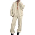 thumbnail image 1 of Innerwin Two Piece Outfit Long Sleeve Women Sweatsuits Jogging Solid Color Casual Tracksuit Sets Apricot M, 1 of 3