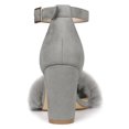 thumbnail image 3 of BLISSFUL STEP Women's Solid Color Faux Fur Ankle Strap Block Heels Sandals, 3 of 6
