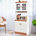 thumbnail image 4 of Gymax Tall Microwave Cart Stand Kitchen Storage Cabinet Shelves Pantry Cupboard White, 4 of 10