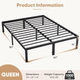thumbnail image 3 of edx 14" High Queen Size Bed Frame Heavy Duty Metal Platform with Sturdy Steel Slat Support, Under Bed Storage, No Box Spring Needed, 3 of 10