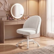 Homall Home Office Chair Adjustable Vanity Chairs Mid Back Rolling Task Chairs for Bedroom, Living Room or Study, White