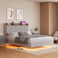 thumbnail image 1 of Bingirl Full - Sized Floating Bed Frame: LED Lights, Charging Station, Upholstered Platform Bed, No Box - Spring Needed, Noise - Free (Grey), 1 of 7