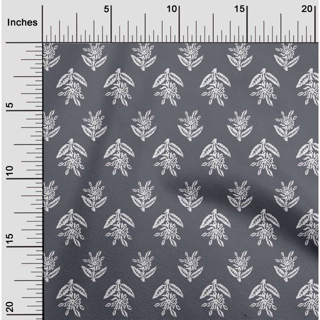 oneOone Cotton Flex Fabric Leaves & Floral Block Print Fabric BTY 40 Inch Wide