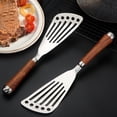 thumbnail image 1 of Fridja Stainless Steel Small Spatula for Nonstick Cookware, Thin Egg Spatula, Mini Spatulas for Kitchen Use Cooking Baking Teppanyaki Pizza, 3" x 10.8", 1 of 5