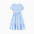 thumbnail image 2 of PatPat Girl's Cotton Solid White Short-sleeve Ruffle Hem Casual Dress, 2 of 7