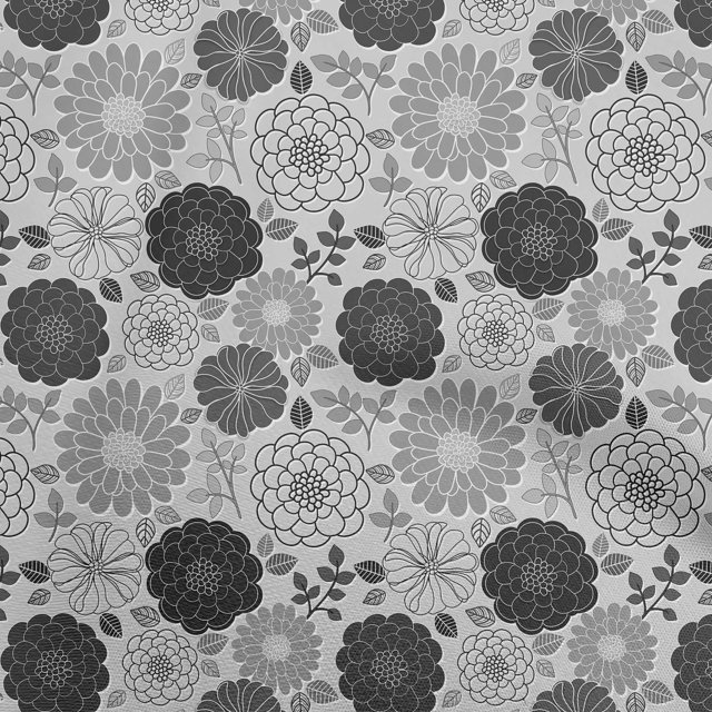 oneOone Tissu en Velours Gris Floral Rétro pour Robe Tissu Imprimé au Mètre 58 Pouces de Large