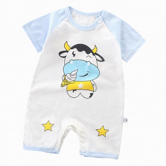 Gubotare Boy Baby Clothes Baby Boys Girls Bamboo Pajamas Short Sleeve Romper Jumpsuit Sleep and Play 0 3 6 9 12 18 24 Months (Light Blue,0-6 Months)