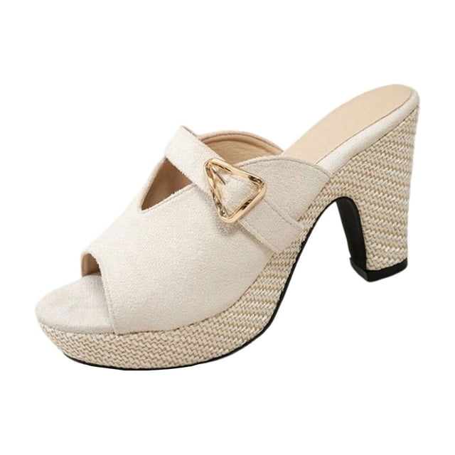 Compensés Tauxra pour Femmes, Sandales Espadrilles avec Semelle Intérieure Coussinée, Mules à Enfiler à Bout Ouvert avec Bride Ajustable pour Tenue Décontractée