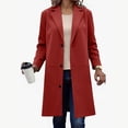 thumbnail image 2 of WRKEKC Coats for Women Long Sleeve Solid Color Button Multi Pocket Wool Blend Long Jacket Top for Daily Appeal and Functional Design, 2 of 5