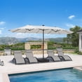 thumbnail image 2 of PURPLE LEAF 15ft Patio Market Umbrella with Solar LED and Base Double-Sided Rectangle Outdoor Table Sun Umbrellas for Pool Beach Deck Backyard Cream, 2 of 9