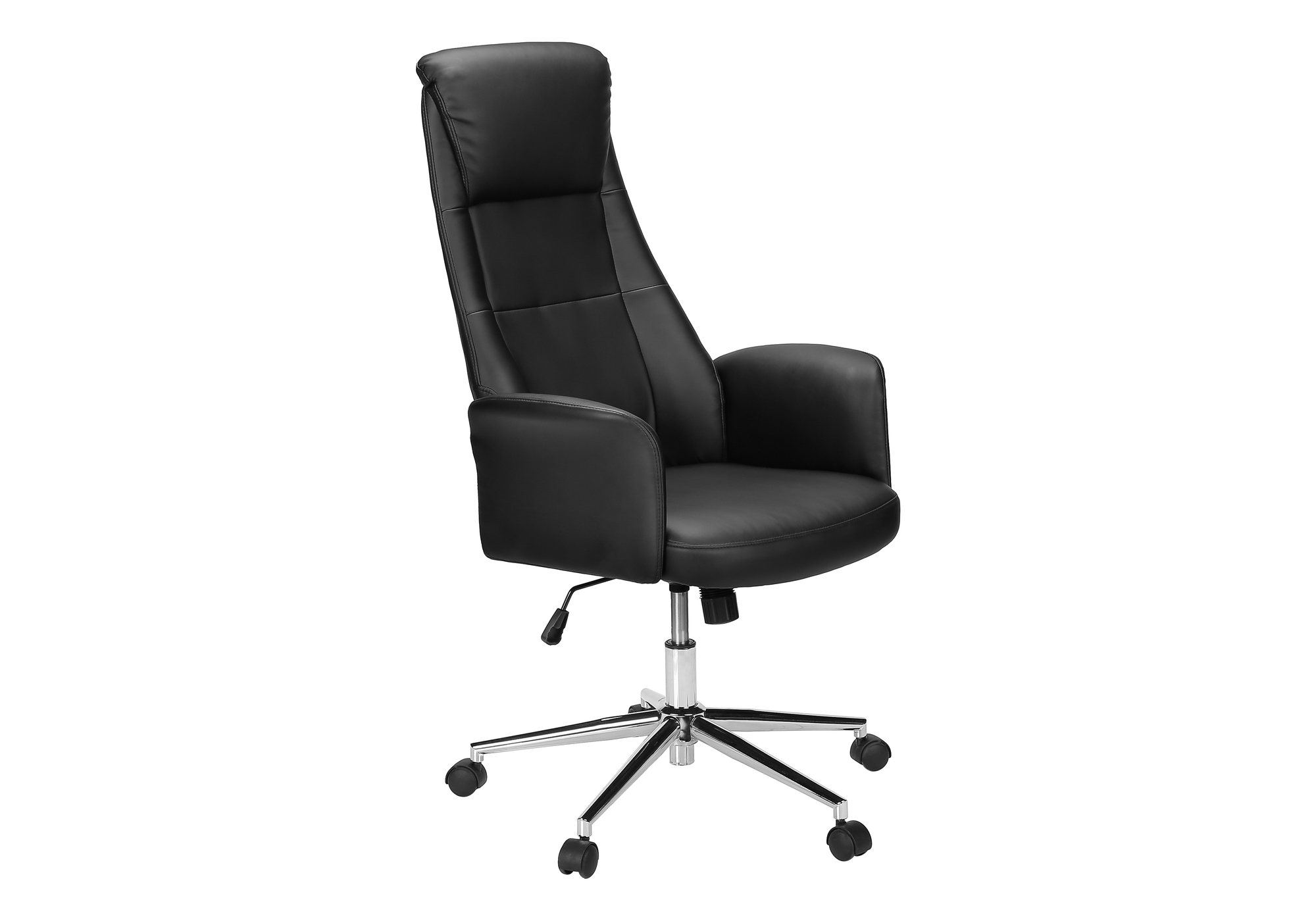 Monarch Specialties - Chaise De Bureau, Hauteur Réglable, Ergonomique, Pivotant, Accoudoir, Travail, Aspect Cuir Noir, Métal Chromé, Contemporain, Moderne