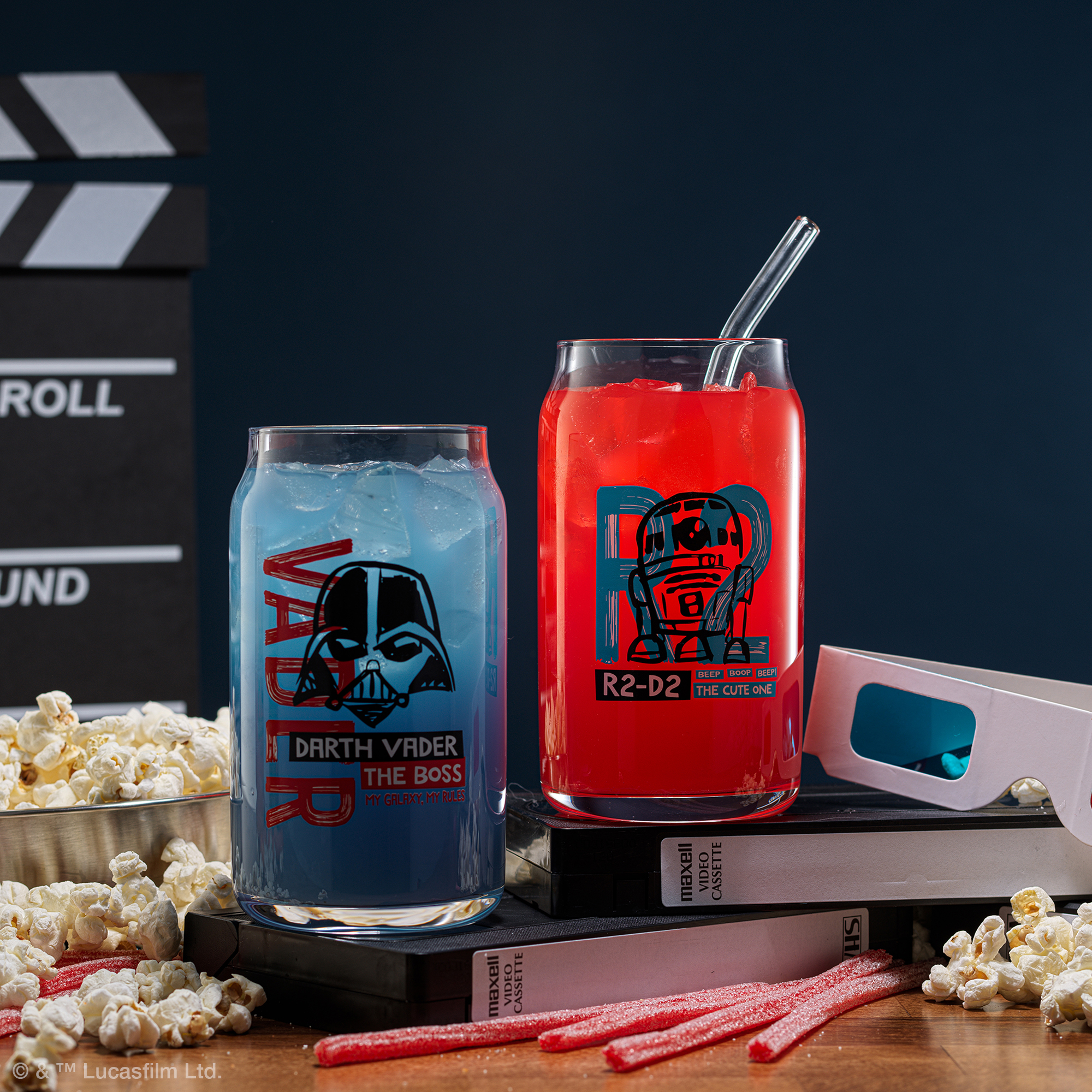 Set de verres Star Wars, avec pailles transparentes + 1 brosse de nettoyage, 16 oz (Set de 4)