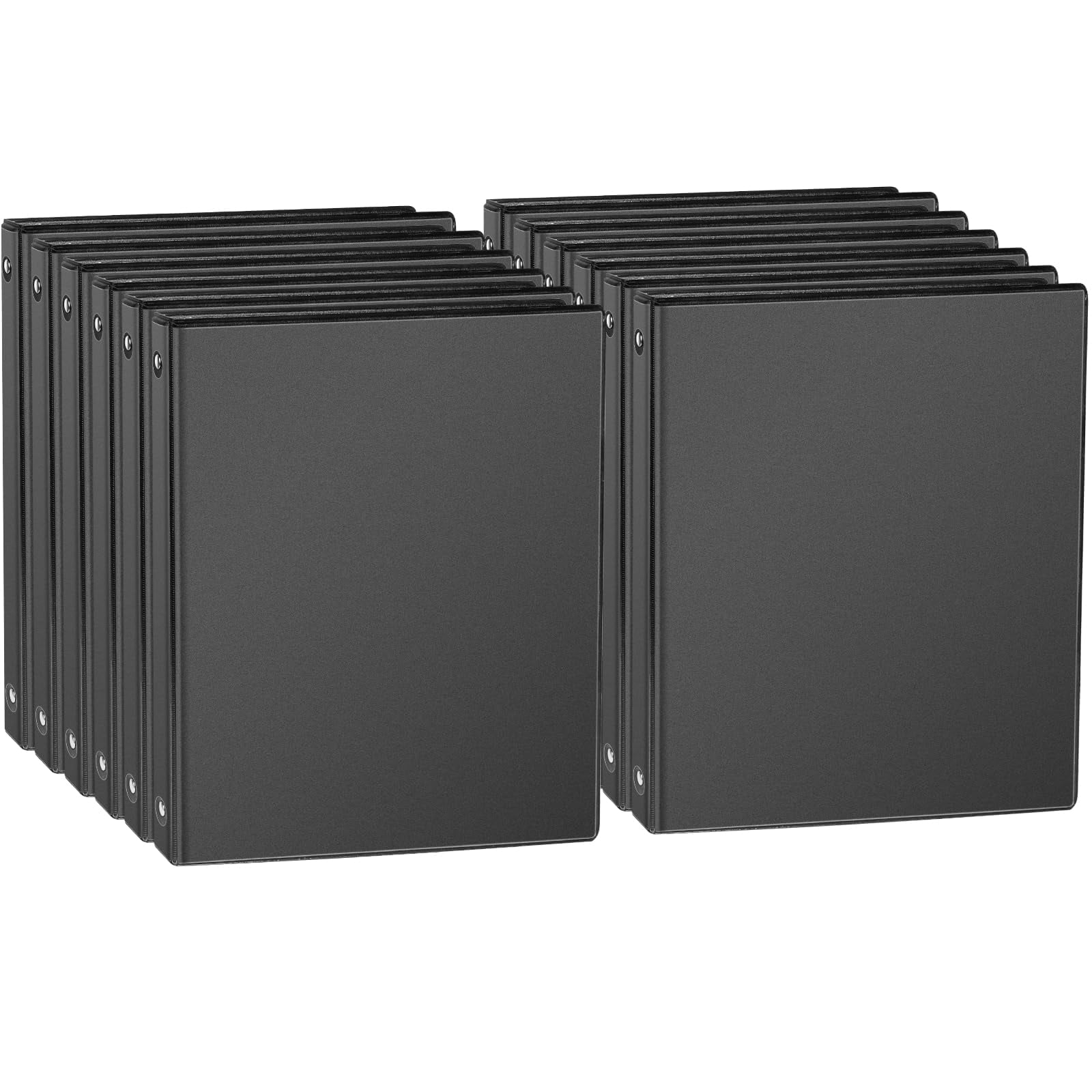 CIXILDTS 1-inch Round Ring Binder, Standard 3 Ring Binder Fit Letter Size Paper, Presentation View Binders, Black,12-Pack