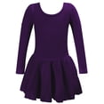 thumbnail image 1 of Robes Filles Manches Longues Robe de Ballet Unie Danse pour Enfants Filles Justaucorps Tutu Tenue Performance Pratique Robe Douce Extensible Robe Ado Fille Violet Foncé 2 Ans-3 Ans, 1 of 6