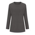 thumbnail image 3 of Timegard Hauts pour Femmes Col Rond Manches Longues Couleur Unie Confortable Chaud T-Shirt Basique Automne Hiver Tunique Décontractée, 3 of 4