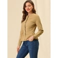 thumbnail image 4 of INSPIRE CHIC Women's Round Neck Collarless Button Down Peplum Denim Jacket, 4 of 6