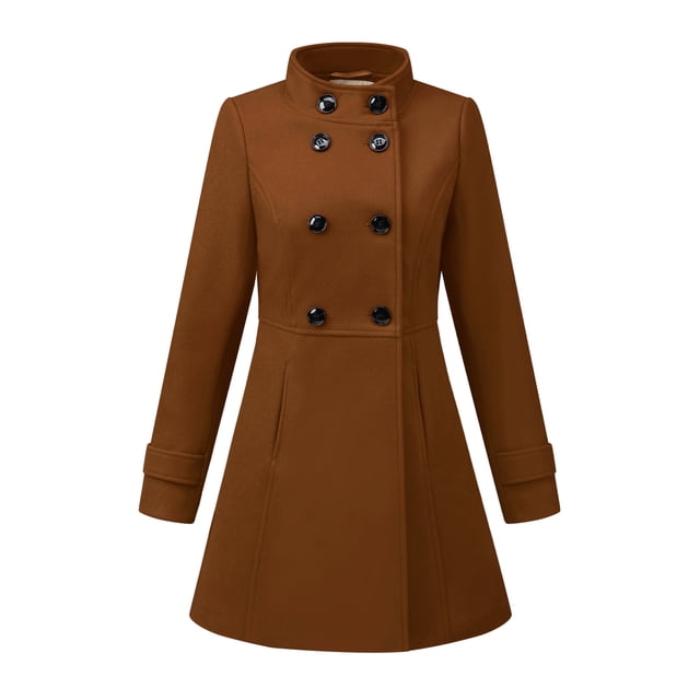 INSPIRE CHIC Manteau d'Hiver Tendance pour Femmes à Col Montant, à Double Boutonnage