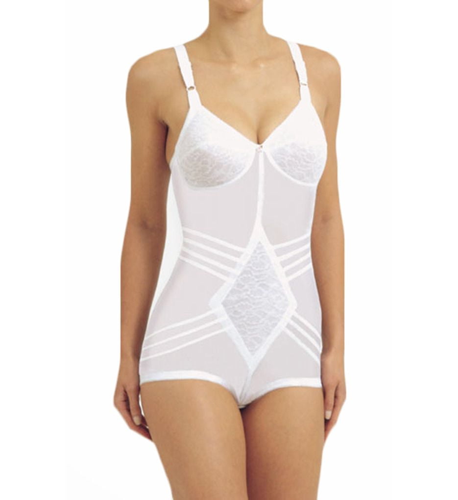 Women's Rago 9051 Shapette Body Briefer with Contour Bands (White 36B)