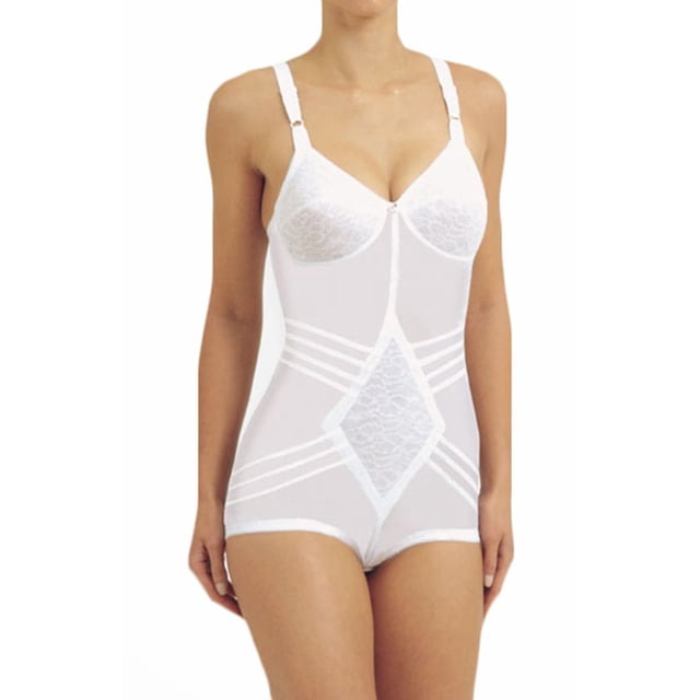 Women's Rago 9051 Shapette Body Briefer with Contour Bands (White 48C)