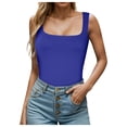thumbnail image 1 of Hauts Grande Taille Crop Tops Femmes Col Carré Sans Manches Double Couche Débardeur Serré pour Femmes, 1 of 5