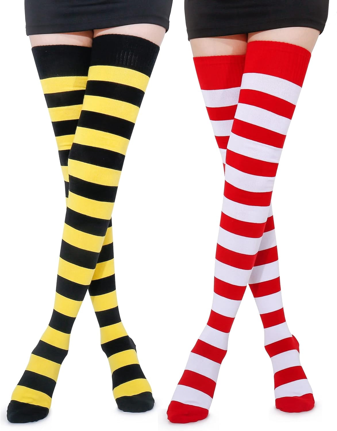 HSHDLDF Extra Long Cotton Stripe Thigh High Socks Over the Knee High Socks