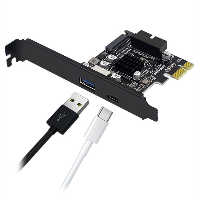 Baohd PCIE to USB3.0 Expansion Card Port Adapting Tool Connection Converter Type-c SATA 15pin Adapter Cards Desktop Accessories Full Height Size