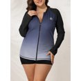 thumbnail image 2 of Charmo Womens Plus Size Long Sleeve Rash Guard Top Zipper Sufing Swim Shirt, 2 of 6