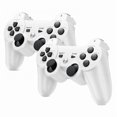 thumbnail image 1 of RetroFam 2 Pack Wireless Controller compatible for Playstation PS3 Console, White, 1 of 4