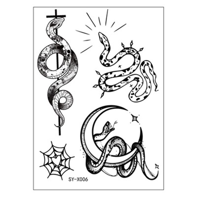 EGNMCR Fake Tattoos, Tattoo Stickers Mamba Flower Marks Death Snake One-time Temporary Sticker Tattoo stickers