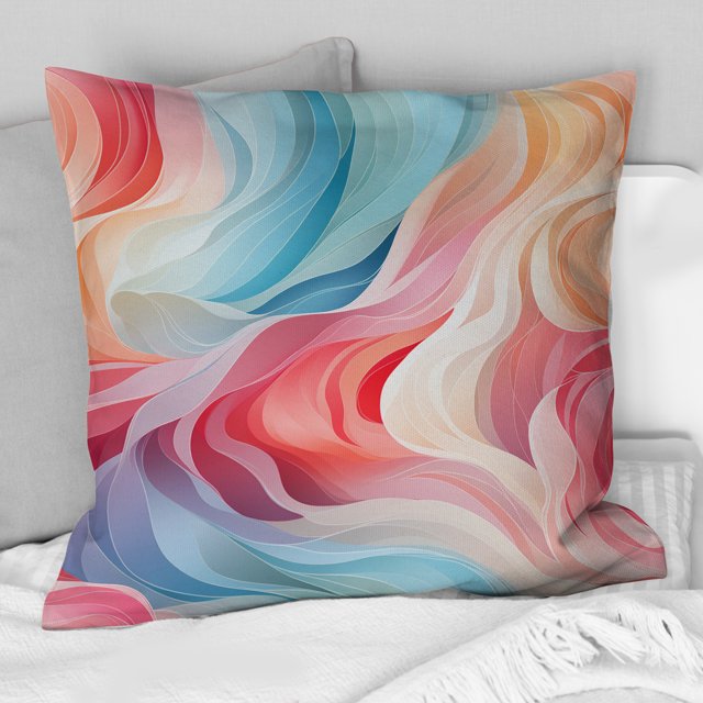 Designart "Mirage Of Colorful Curved Lines" Abstract Throw Pillow - Modern Pillow For Couch - Insert And Pillows Covers For Living Room Decor