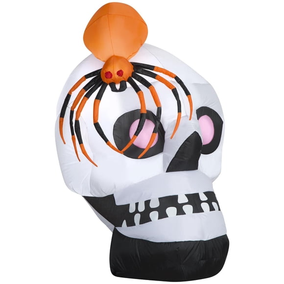 Halloween Inflatable Skull with Orange Spider