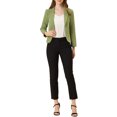 thumbnail image 2 of INSPIRE CHIC Women's Blazer Open Front Wear-to-Work Summer Crop Suit Jacket XS Avocado Green-Solid, 2 of 6