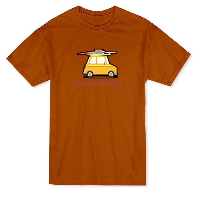 Car Graphic "I'm In Vacation Mode" Quote Men's Texas Orange T-shirt