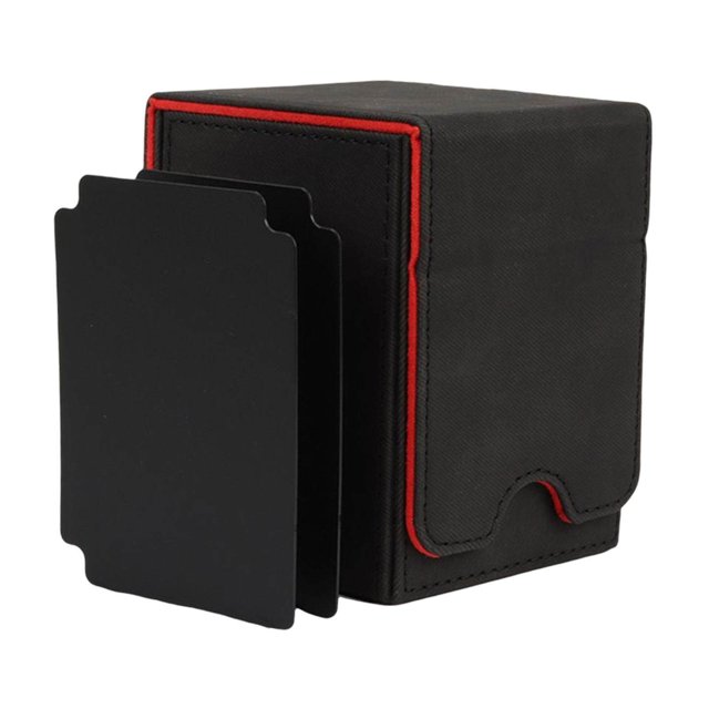 Étui en Cuir 100+ Cartes Conteneur Boîte de Cartes pour Cartes de Visite Noir Rouge