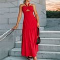 thumbnail image 4 of Ovzne Robes d'Été pour Femmes 2025 Robe Mode Femmes Couleur Unie Aguichant Bustier Bretelles Dos Nu Robe à Étages Robe d'Été Liquidation, 4 of 4